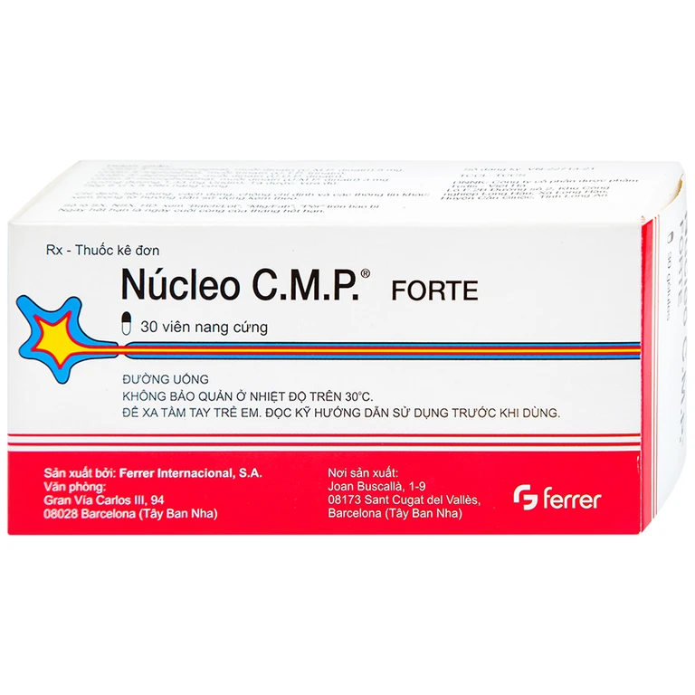 Núcleo C.M.P forte, Hộp 6 vỉ x 5 viên nang cứng, Tây Ban Nha