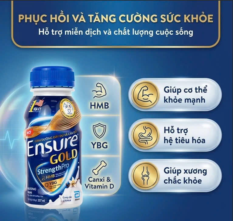 Ensure Gold StrengthPro hương vani 4 lốc x 6 chai 237ml, ABBOTT, Mỹ