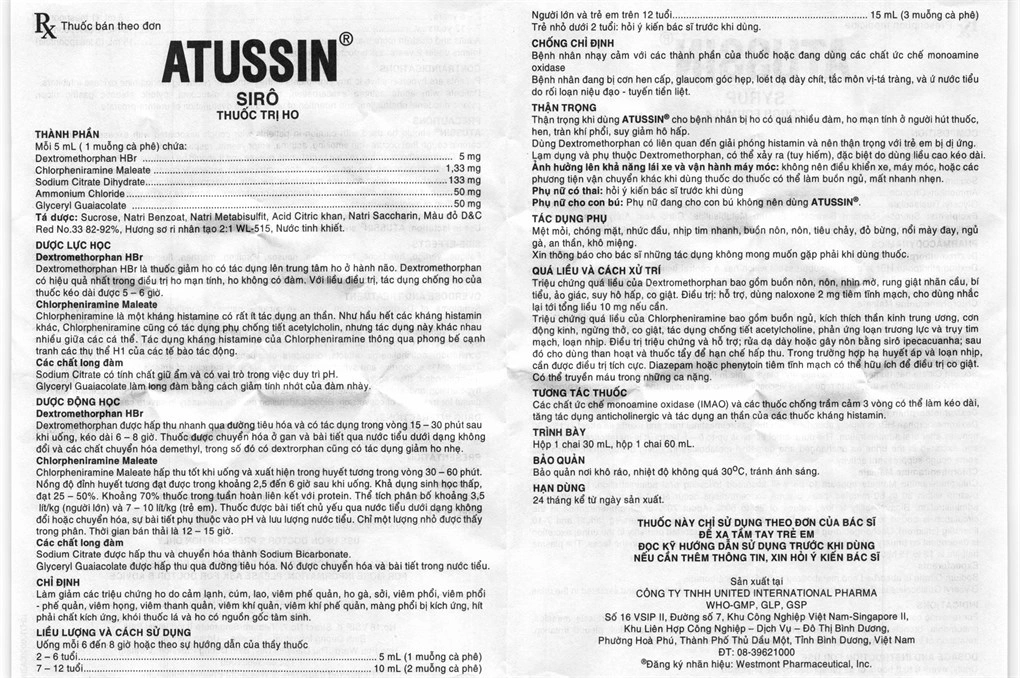 Atussin siro HO Lọ 60ml United - Ảnh 2