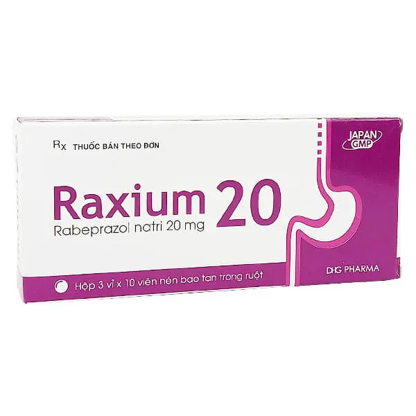Raxium Rabeprazole 20mg hộp 3 vỉ x 10 viên nén Hậu Giang