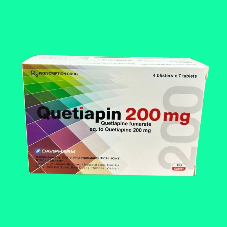 Quetiapin 200Mg Hộp 4 Vỉ X 7 Viên Nén Davipharm